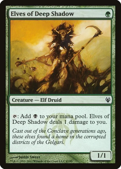 Elves of Deep Shadow, carta Magic di tipo Creature — Elf Druid illustrata da Justin Sweet