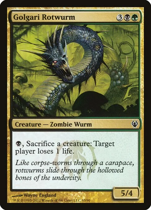Golgari Rotwurm, carta Magic di tipo Creature — Zombie Wurm illustrata da Wayne England