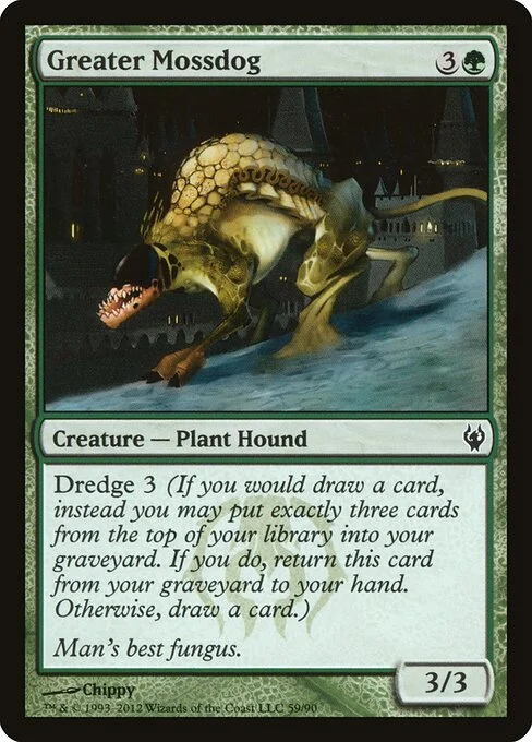 Greater Mossdog, carta Magic di tipo Creature — Plant Dog illustrata da Chippy