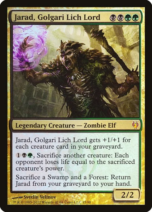 Jarad, Golgari Lich Lord, carta Magic di tipo Legendary Creature — Zombie Elf illustrata da Svetlin Velinov