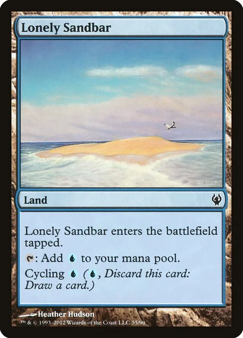 Lonely Sandbar, carta Magic di tipo Land illustrata da Heather Hudson