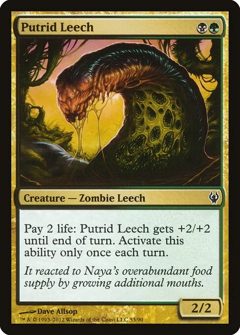 Putrid Leech, carta Magic di tipo Creature — Zombie Leech illustrata da Dave Allsop