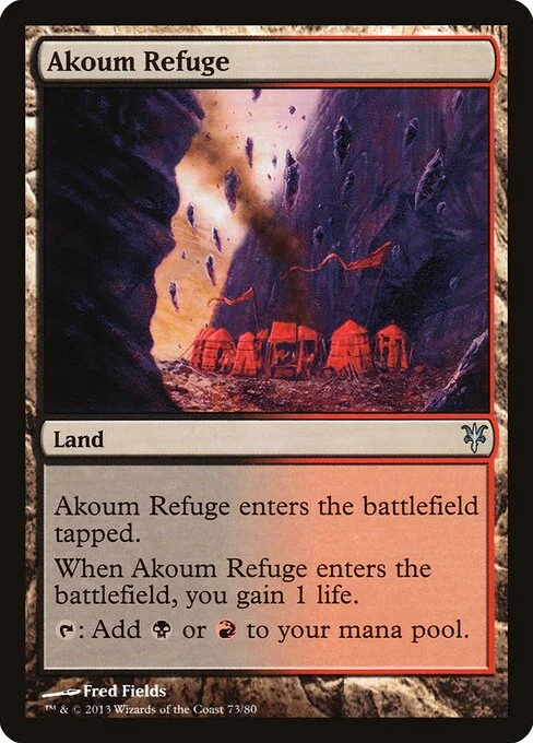Akoum Refuge, carta Magic di tipo Land illustrata da Fred Fields