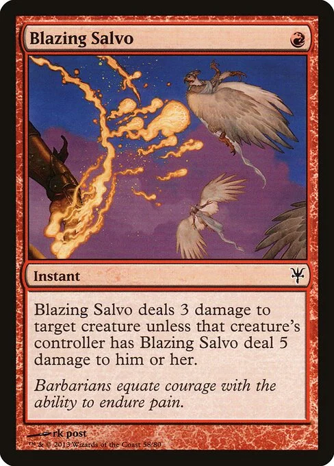 Blazing Salvo, carta Magic di tipo Instant illustrata da rk post