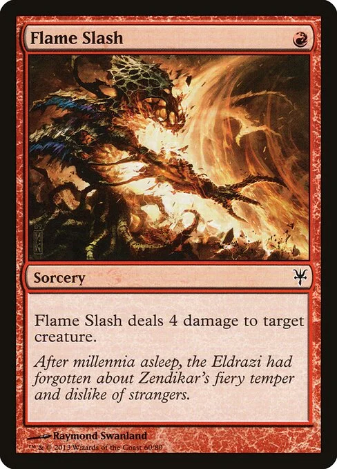 Flame Slash, carta Magic di tipo Sorcery illustrata da Raymond Swanland