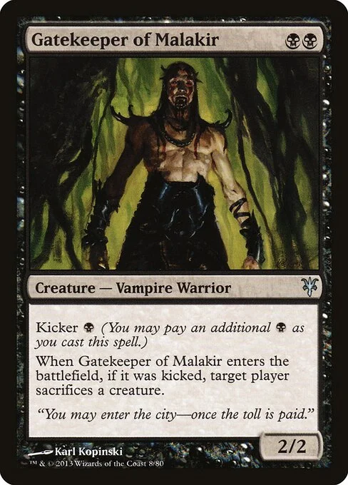 Gatekeeper of Malakir, carta Magic di tipo Creature — Vampire Warrior illustrata da Karl Kopinski