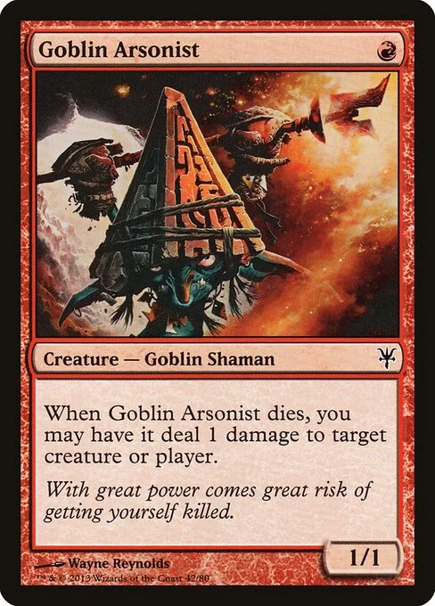 Goblin Arsonist, carta Magic di tipo Creature — Goblin Shaman illustrata da Wayne Reynolds