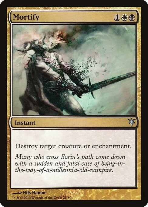 Mortify, carta Magic di tipo Instant illustrata da Nils Hamm