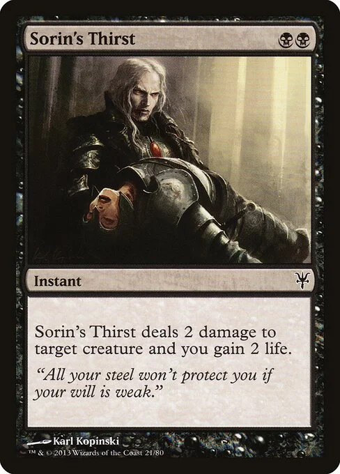 Sorin's Thirst, carta Magic di tipo Instant illustrata da Karl Kopinski