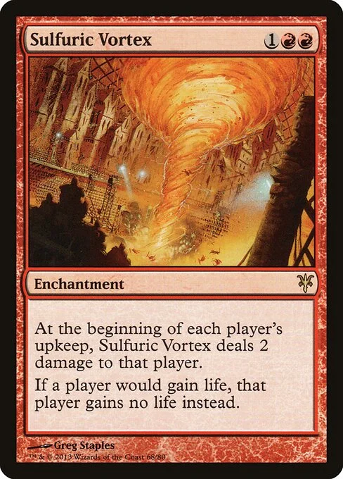 Sulfuric Vortex, carta Magic di tipo Enchantment illustrata da Greg Staples