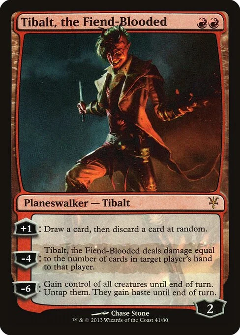 Tibalt, the Fiend-Blooded, carta Magic di tipo Legendary Planeswalker — Tibalt illustrata da Chase Stone
