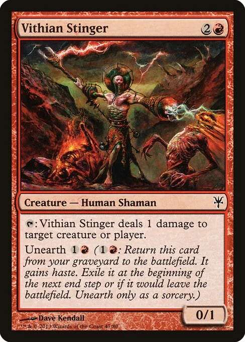 Vithian Stinger, carta Magic di tipo Creature — Human Shaman illustrata da Dave Kendall