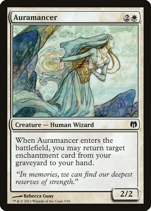 Auramancer, carta Magic di tipo Creature — Human Wizard illustrata da Rebecca Guay