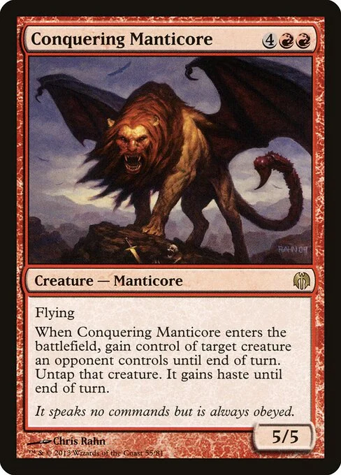 Conquering Manticore, carta Magic di tipo Creature — Manticore illustrata da Chris Rahn