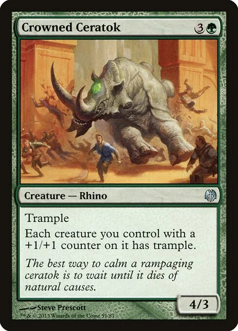 Crowned Ceratok, carta Magic di tipo Creature — Rhino illustrata da Steve Prescott
