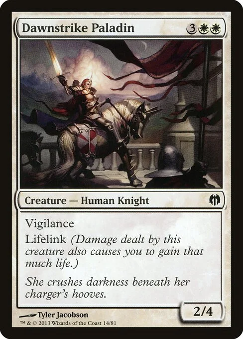 Dawnstrike Paladin, carta Magic di tipo Creature — Human Knight illustrata da Tyler Jacobson