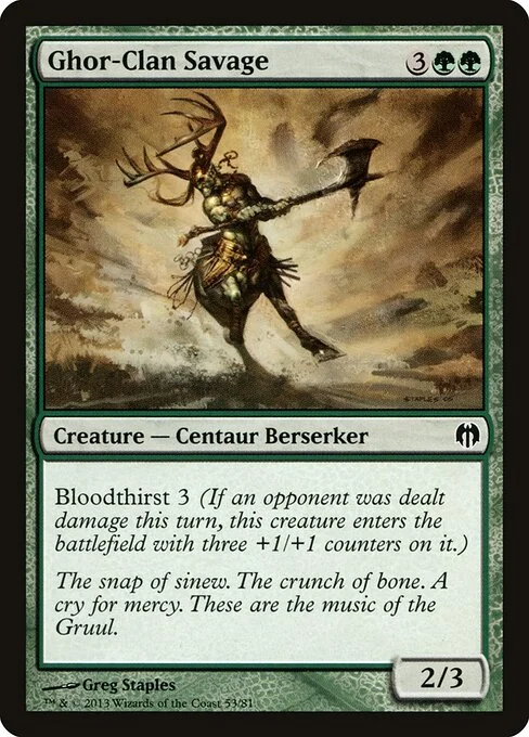 Ghor-Clan Savage, carta Magic di tipo Creature — Centaur Berserker illustrata da Greg Staples