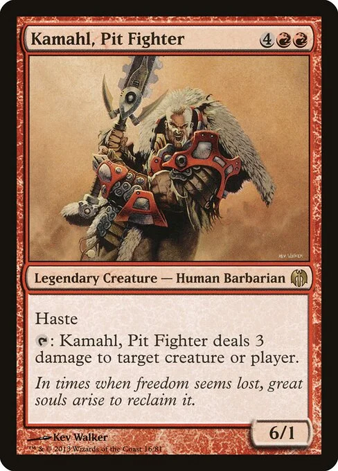 Kamahl, Pit Fighter, carta Magic di tipo Legendary Creature — Human Barbarian illustrata da Kev Walker