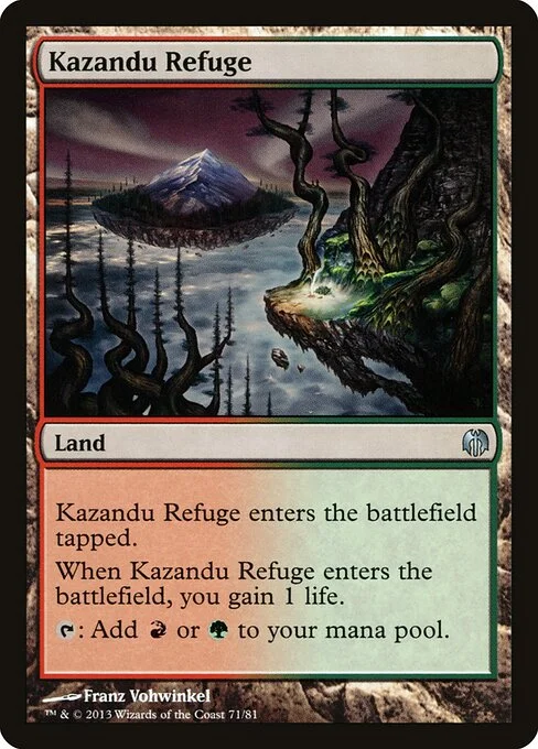 Kazandu Refuge, carta Magic di tipo Land illustrata da Franz Vohwinkel