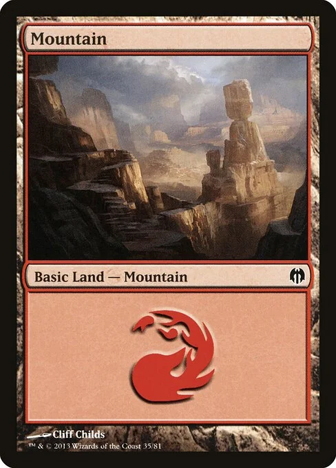 Mountain, carta Magic di tipo Basic Land — Mountain illustrata da Cliff Childs
