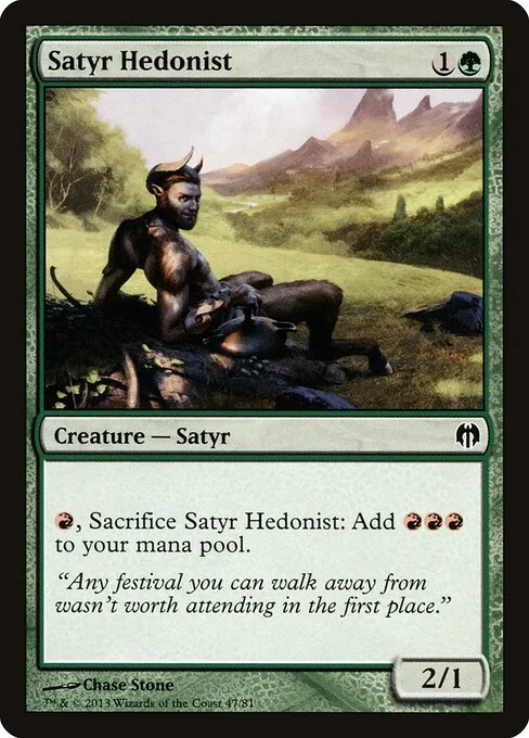 Satyr Hedonist, carta Magic di tipo Creature — Satyr illustrata da Chase Stone