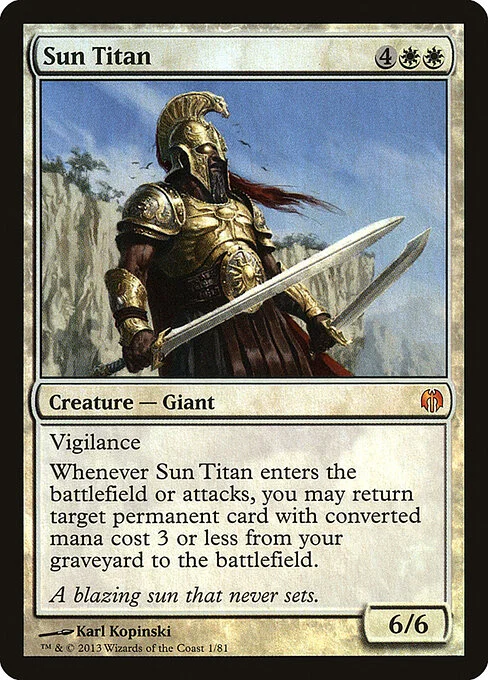 Sun Titan, carta Magic di tipo Creature — Giant illustrata da Karl Kopinski