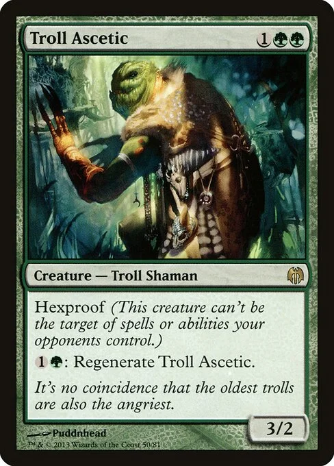 Troll Ascetic, carta Magic di tipo Creature — Troll Shaman illustrata da Puddnhead