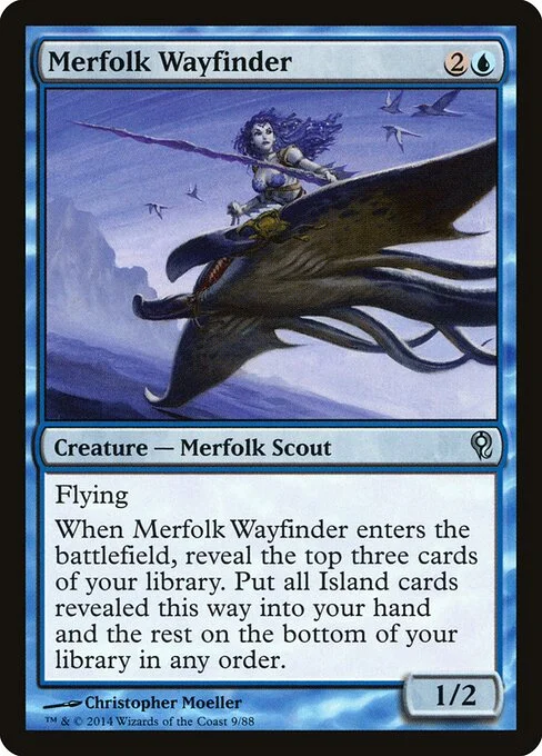 Merfolk Wayfinder, carta Magic di tipo Creature — Merfolk Scout illustrata da Christopher Moeller