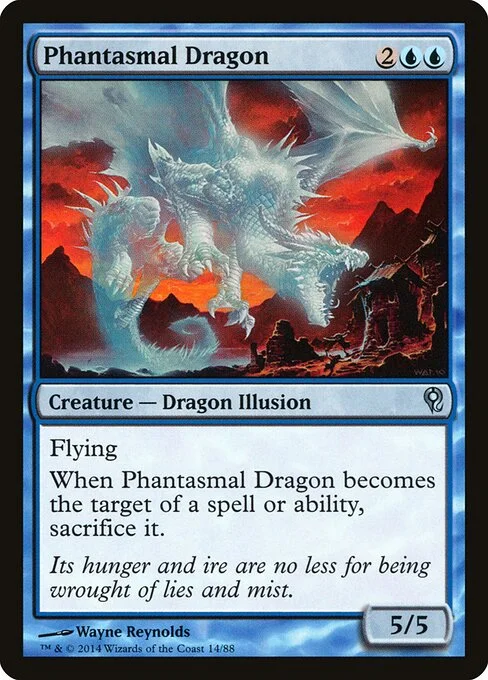 Phantasmal Dragon, carta Magic di tipo Creature — Dragon Illusion illustrata da Wayne Reynolds