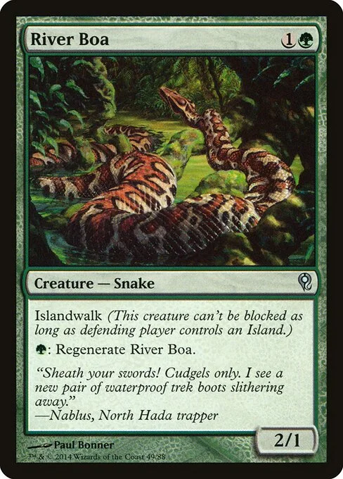 River Boa, carta Magic di tipo Creature — Snake illustrata da Paul Bonner