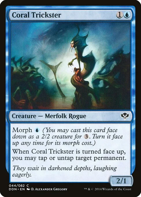 Coral Trickster, carta Magic di tipo Creature — Merfolk Rogue illustrata da D. Alexander Gregory
