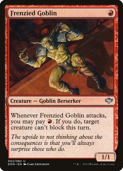 Frenzied Goblin, carta Magic di tipo Creature — Goblin Berserker illustrata da Carl Critchlow