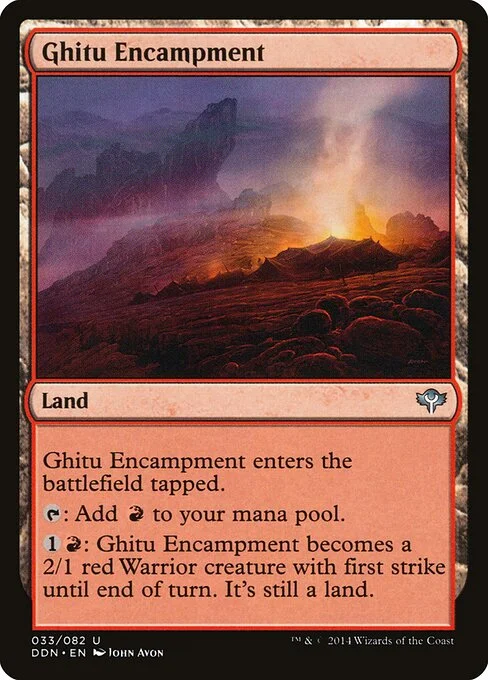 Ghitu Encampment, carta Magic di tipo Land illustrata da John Avon