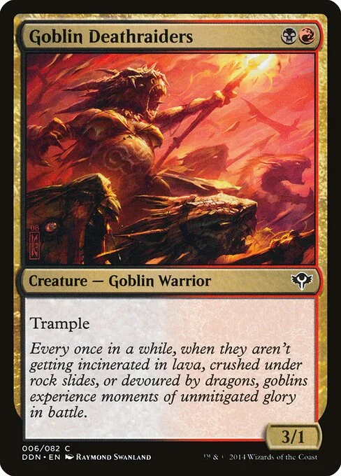 Goblin Deathraiders, carta Magic di tipo Creature — Goblin Warrior illustrata da Raymond Swanland