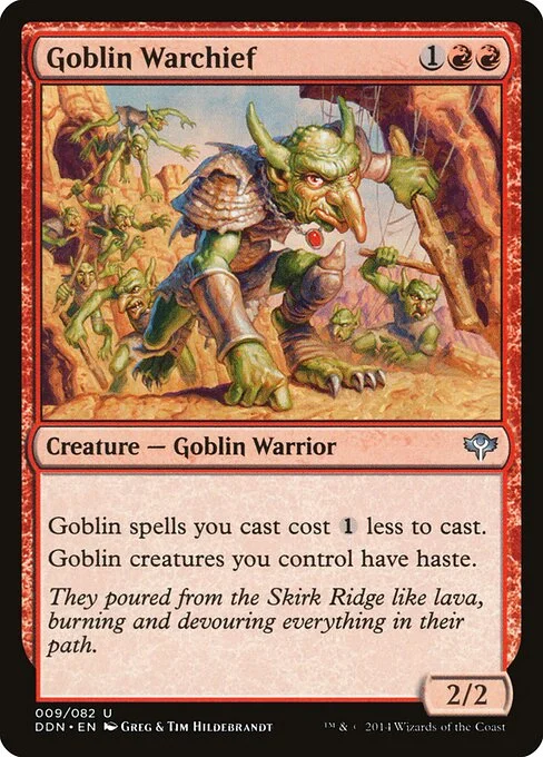 Goblin Warchief, carta Magic di tipo Creature — Goblin Warrior illustrata da Greg Hildebrandt & Tim Hildebrandt