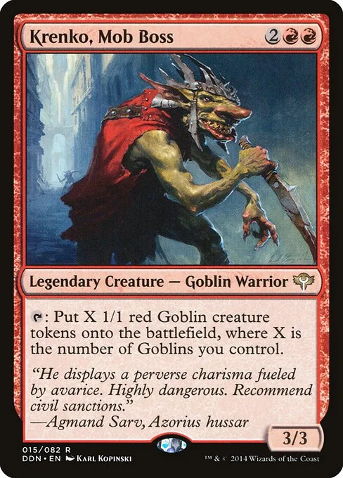 Krenko, Mob Boss, carta Magic di tipo Legendary Creature — Goblin Warrior illustrata da Karl Kopinski