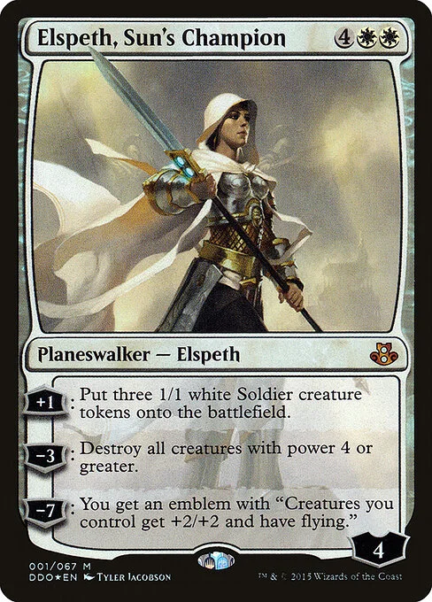 Elspeth, Sun's Champion, carta Magic di tipo Legendary Planeswalker — Elspeth illustrata da Tyler Jacobson