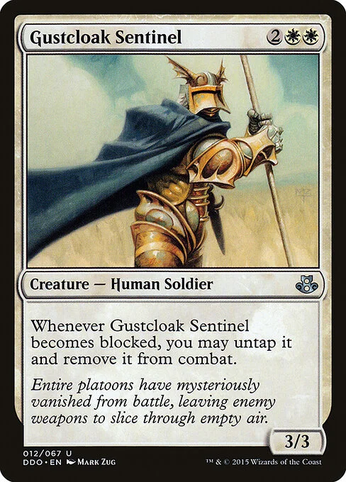 Gustcloak Sentinel, carta Magic di tipo Creature — Human Soldier illustrata da Mark Zug