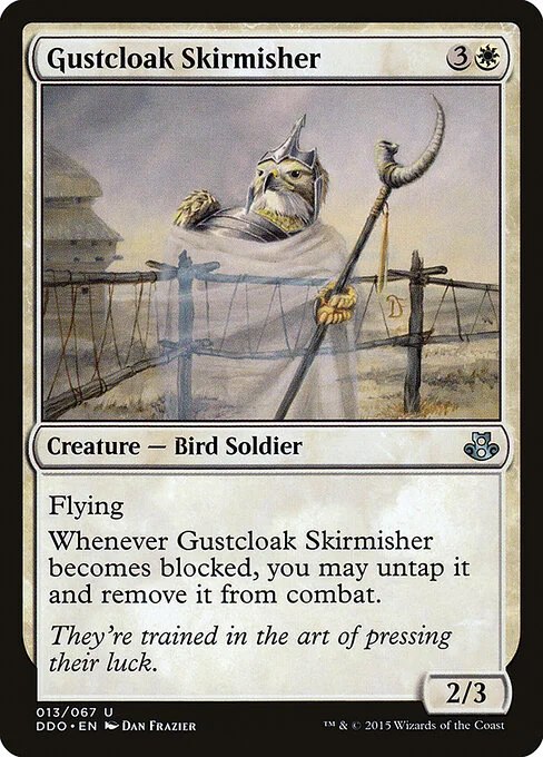 Gustcloak Skirmisher, carta Magic di tipo Creature — Bird Soldier illustrata da Dan Frazier