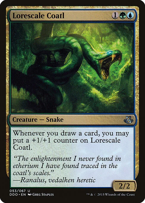 Lorescale Coatl, carta Magic di tipo Creature — Snake illustrata da Greg Staples