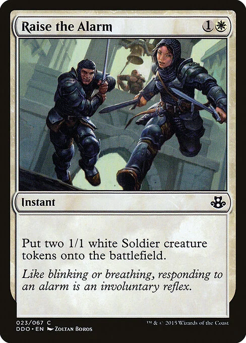 Raise the Alarm, carta Magic di tipo Instant illustrata da Zoltan Boros
