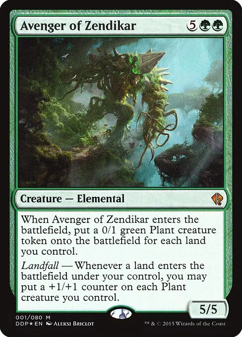 Avenger of Zendikar, carta Magic di tipo Creature — Elemental illustrata da Aleksi Briclot