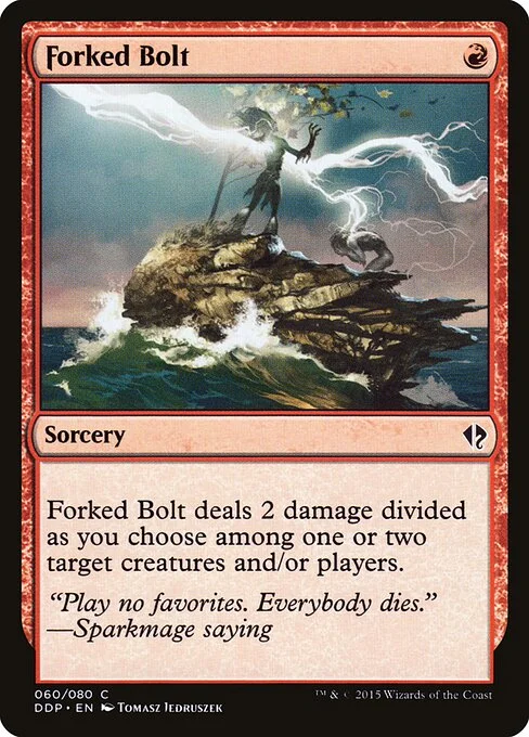 Forked Bolt, carta Magic di tipo Sorcery illustrata da Tomasz Jedruszek