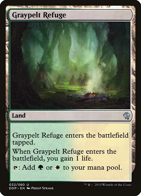 Graypelt Refuge, carta Magic di tipo Land illustrata da Philip Straub