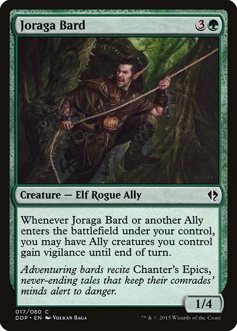 Joraga Bard, carta Magic di tipo Creature — Elf Rogue Bard Ally illustrata da Volkan Baǵa