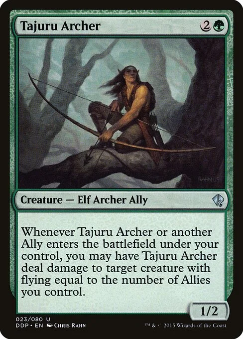 Tajuru Archer, carta Magic di tipo Creature — Elf Archer Ally illustrata da Chris Rahn