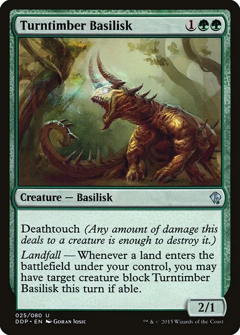 Turntimber Basilisk, carta Magic di tipo Creature — Basilisk illustrata da Goran Josic