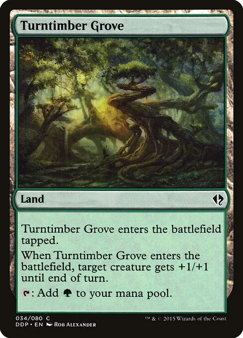 Turntimber Grove, carta Magic di tipo Land illustrata da Rob Alexander