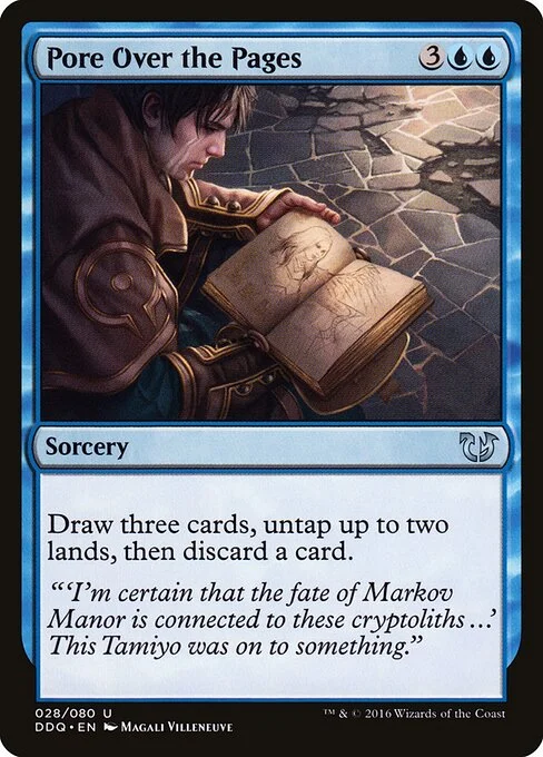 Pore Over the Pages, carta Magic di tipo Sorcery illustrata da Magali Villeneuve
