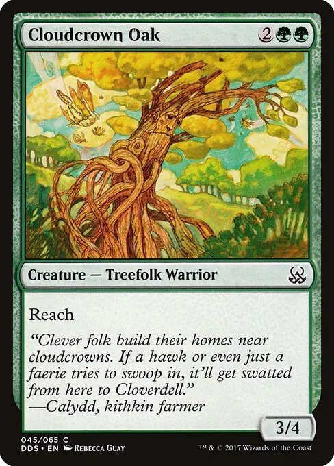Cloudcrown Oak, carta Magic di tipo Creature — Treefolk Warrior illustrata da Rebecca Guay